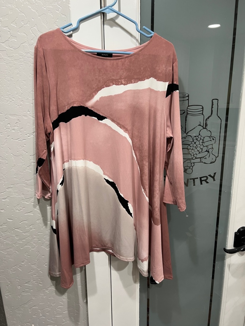 Alfani Rose Pink Abstract Wave Tunic Top